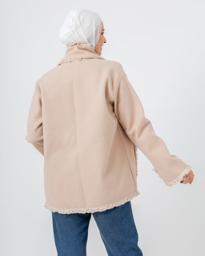 Jacket with a fringed scarf